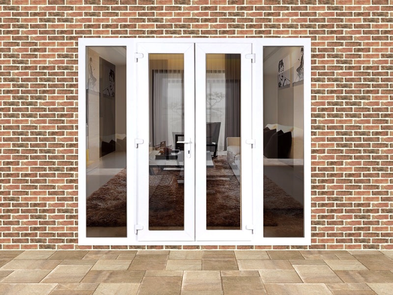 5ft uPVC French Door Set with Custom Side Panels Flying Doors